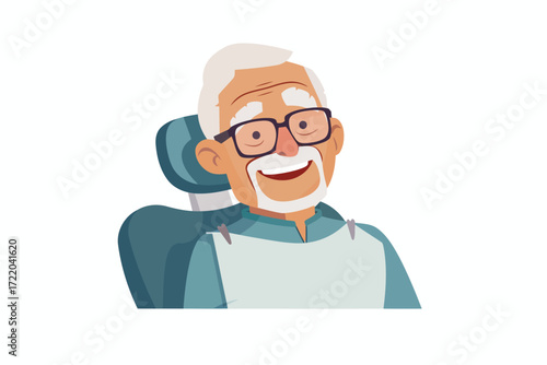 old man at the dentist health isolated