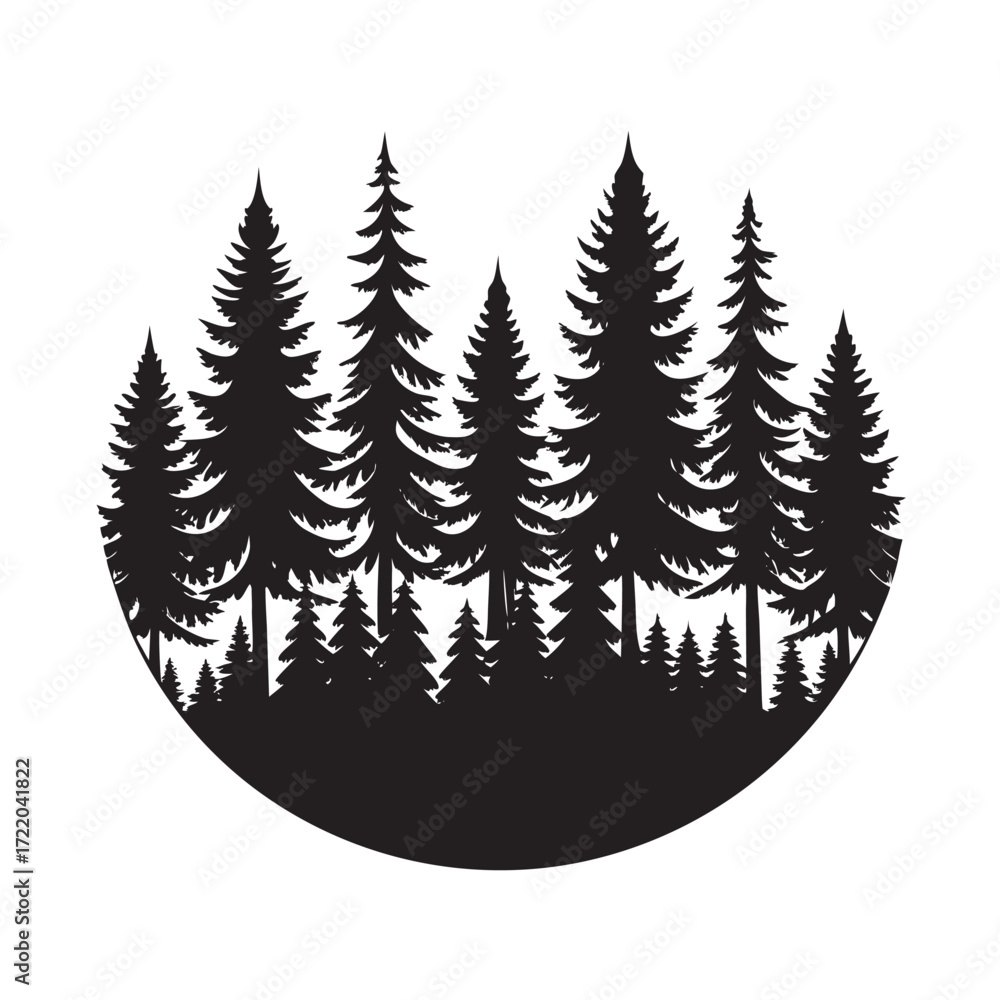 Obraz premium Wild Woodland Silhouette Landscape Illustration