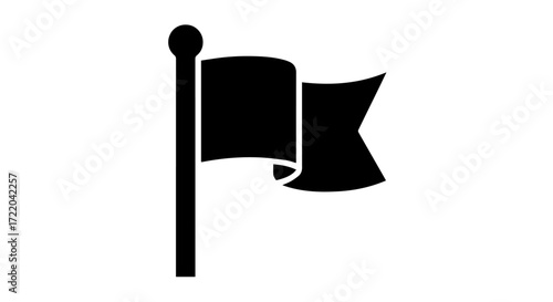 A simple black silhouette of a flag on a flagpole, representing a symbol of achievement or a point of interest