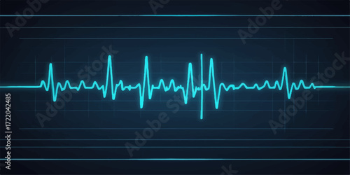 An animated medical graphic showing the rhythmic heartbeat on an EKG monitor, with a pulsating cardiogram line representing a healthy pulse rate