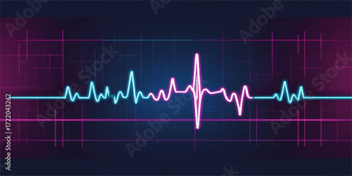 A medical heart rate monitor displays a green electrocardiogram line on a chart, illustrating a healthy and rhythmic heartbeat