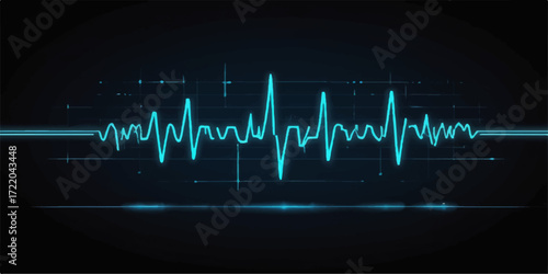 Heart's electrical impulses create a rhythmic pulse wave on a medical monitor's electrocardiogram