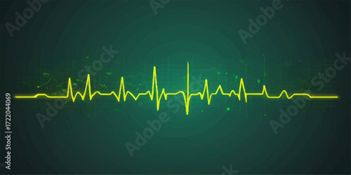 Medical heartbeat cardiogram chart on a chalkboard with an arrow pointing to success