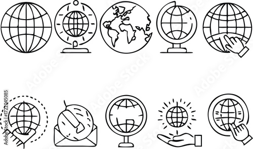 Globe Earth World Map Outline Vector Illustration Graphic Element
