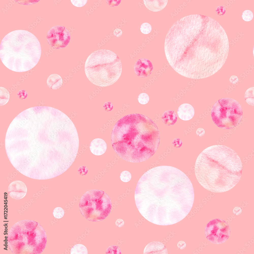 custom made wallpaper toronto digitalSeamless pattern with pink circles, hand-drawn in watercolor.