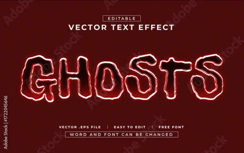 Ghosts editable text effect in glossy style