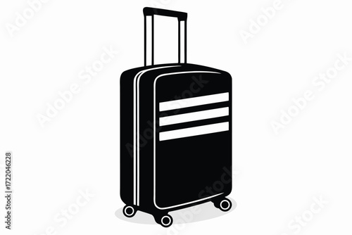 Black Rolling Suitcase With Telescopic Handle On White Background luggage travel
