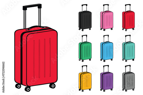 Collection of Colorful Rolling Suitcases with Telescopic Handles luggage travel