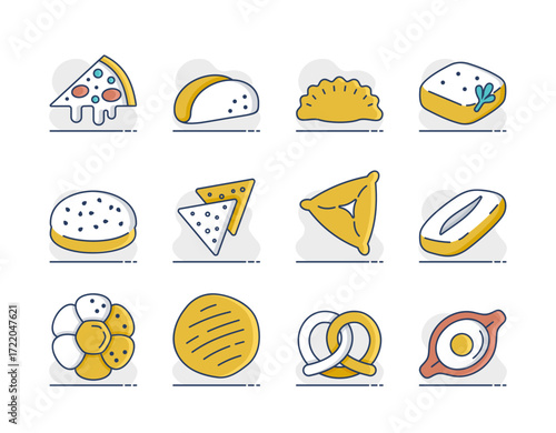 Diverse Savory Baked Goods Icons