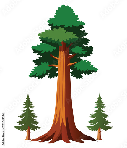 Realistic Giant Tree Graphic Isolated on White