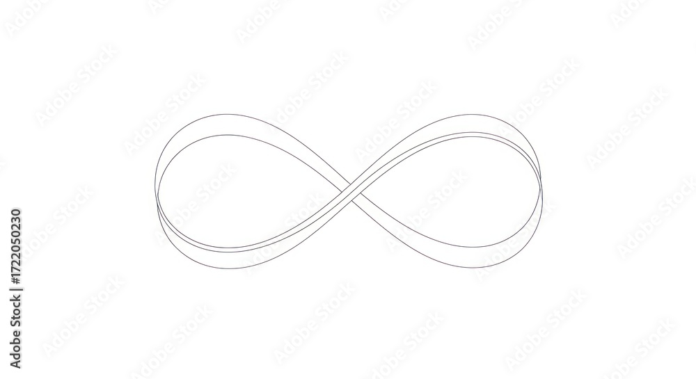 Fototapeta premium Modern Abstract Infinity Symbol with Flowing Overlapping Lines, Minimalist Geometric Design on a Clean White Background