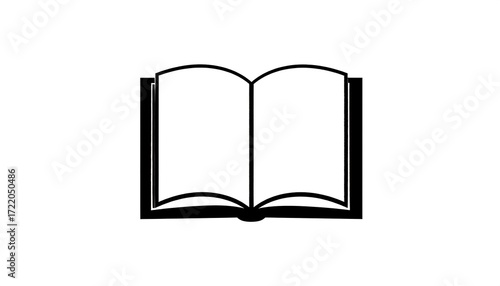 Simple black and white open book icon