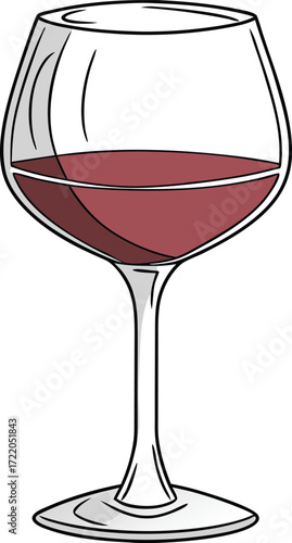 Vector art of a single glass of red wine
