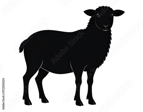 Simple black silhouette of a sheep