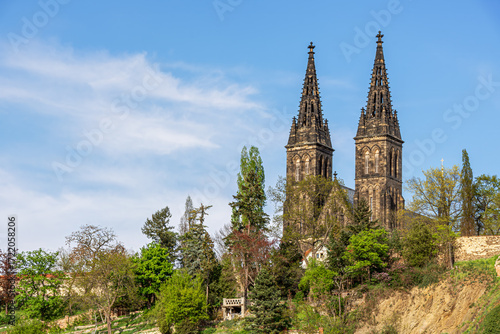 Majestic Church of Saints Peter and Paul at Vyšehrad, Prague. Gothic architecture, historic landmark, Czech Republic travel, iconic cathedral.