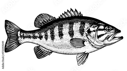 smallmouth bass fish svg illustration vector line