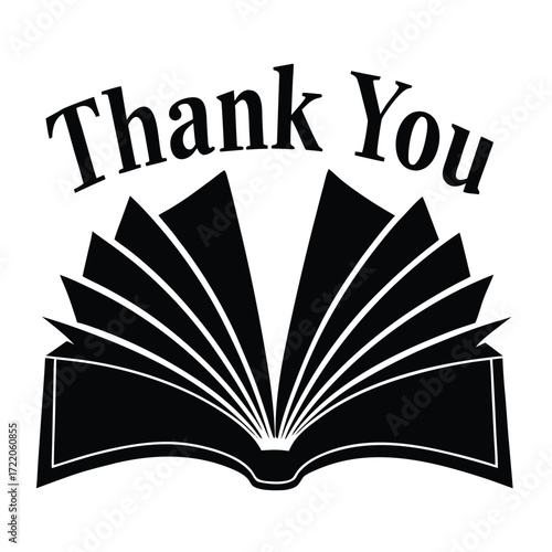 Open book with " Thank You" text above it 