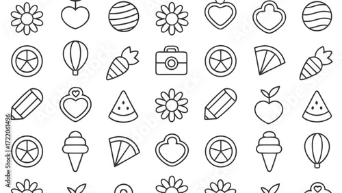 Whimsical hand drawn doodle icons collection of cute elements for design projects