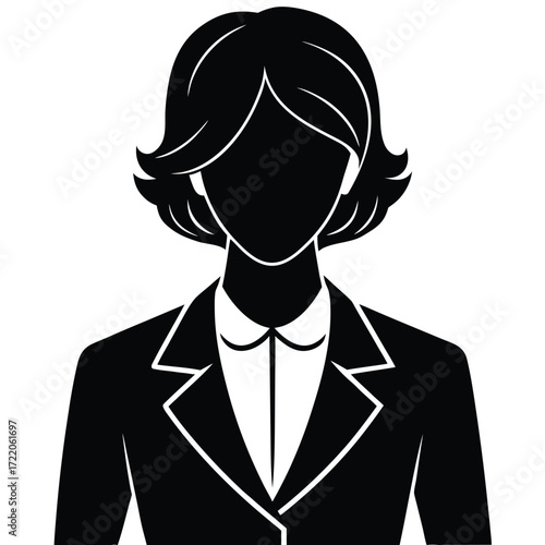 Silhouette of a woman in a business suit with a collared shirt female