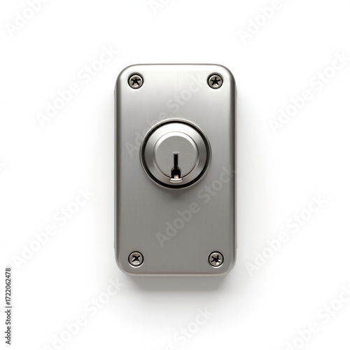 Coin lock for shopping cart on a white background
