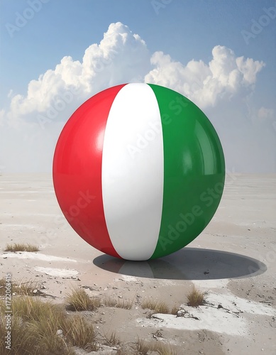 Spherical flag on a desert landscape