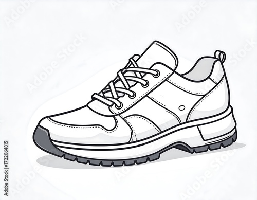 Simple, outlined sneaker illustration