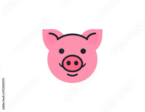 Simple pink pig face icon