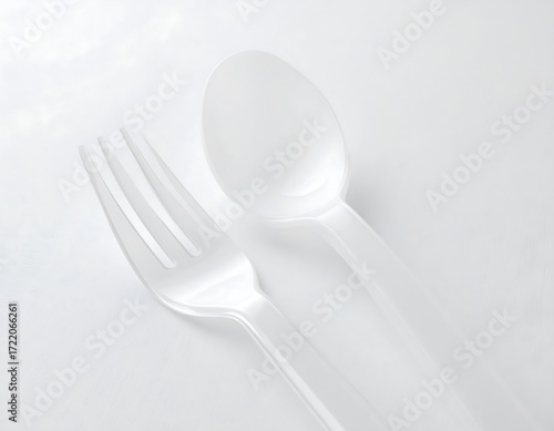Simple plastic fork and spoon