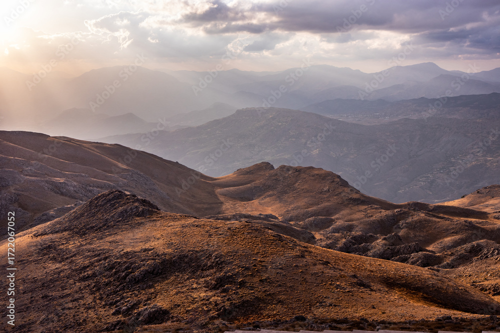 Naklejka premium View from the peak of Mount Nemrut, Turkey