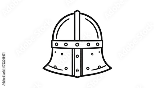 Simple line drawing of a medieval helmet