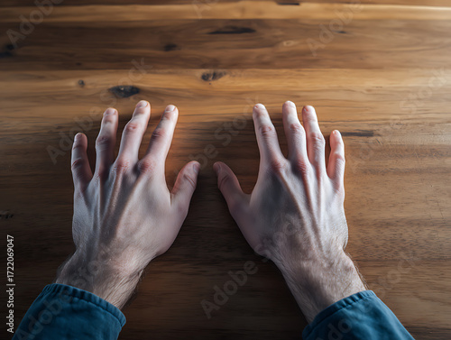 hand on wood