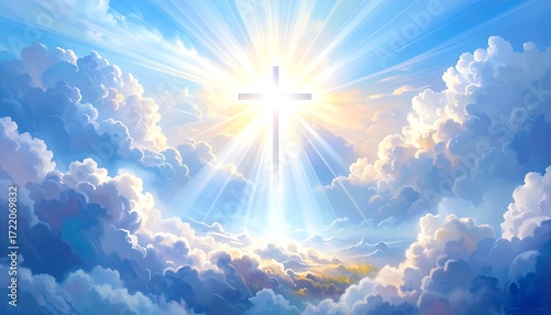 Heavenly cross in radiant light