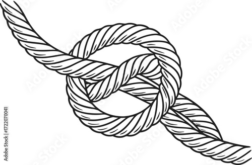 Illustration of a nautical knot, specifically a figureeight loop knot