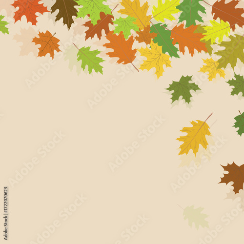Autumn background with yellow and red falling maple leaves - Vector illustration