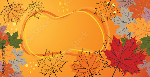 Autumn maple leaves on a colored background - Vector illustration