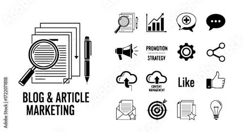 Blog & Article Marketing Essential Icons & Strategies for Promotion and Visibility