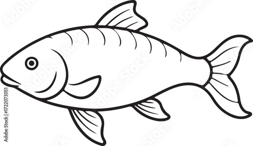 Carp fish line art vector
