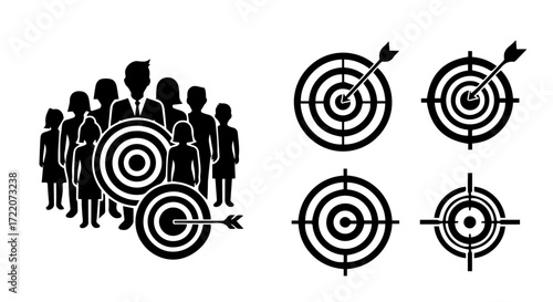 Target Audience and Marketing Goals - A Set of Icons Representing Business Strategy and Customer Focus