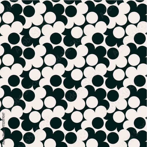 abstract seamless pattern round geometrical black and white print design.