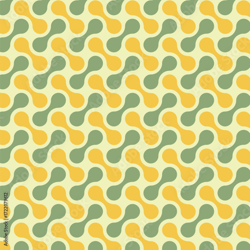 seamless pattern with orange and green circles or  meta balls 