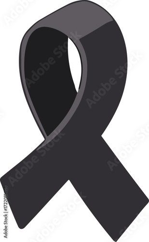 The image shows a black awareness ribbon symbolizing mourning, remembrance, and support during times of grief and loss.