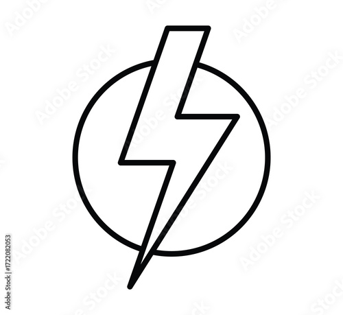 Bold Lightning Bolt Icon in Circle for Energy and Power Themes