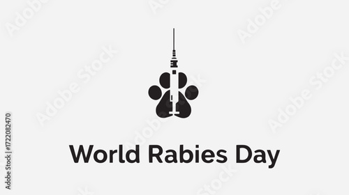 World Rabies Day Dog Paw Minimalist Vector Illustration