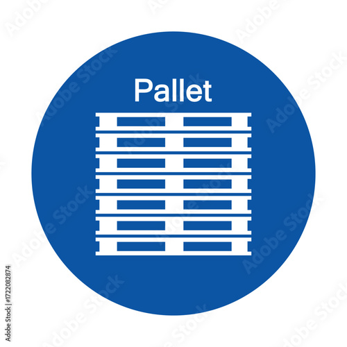 Iconic Design of Blue Circle Pallet Symbol with White Background