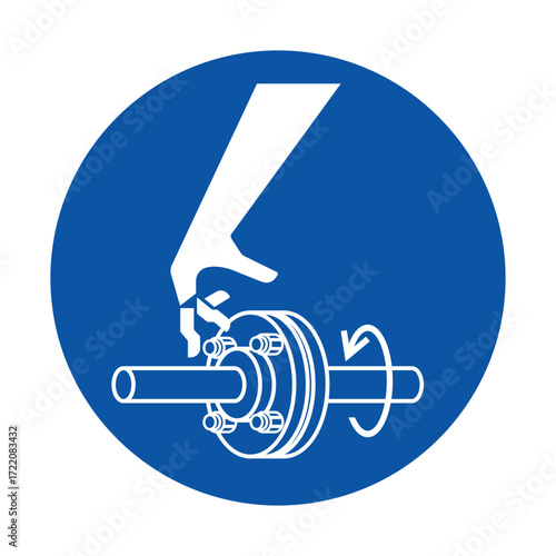 Hand Operation Illustration of Mechanical Tool with Blue Background Design