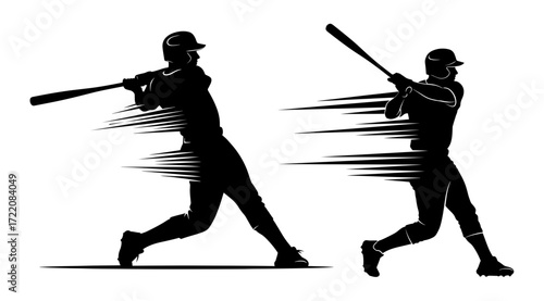 Vector art of silhouette of baseball player batting, sport concept and vector illustration