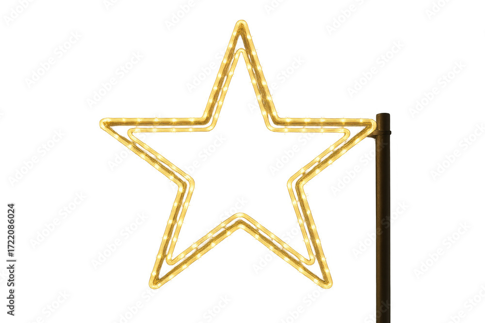 Obraz premium Glowing star shape christmas holiday decoration yellow light