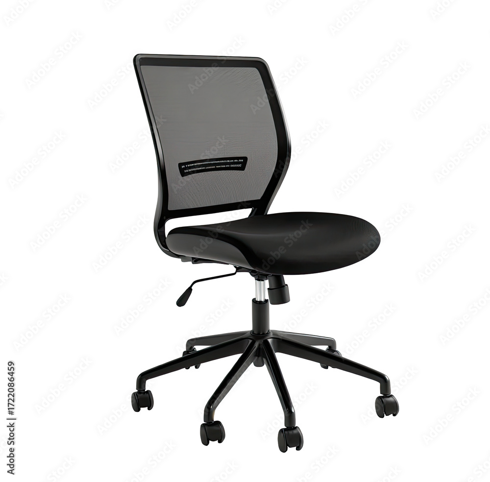 Fototapeta premium Modern mesh office chair, black, studio shot, background blurred