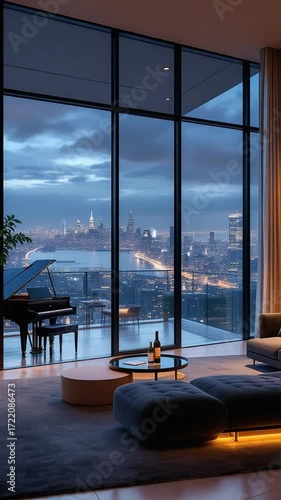 Luxury penthouse cityscape view