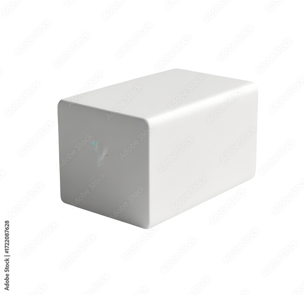 Fototapeta premium White cube speaker isolated on black, audio product, studio shot